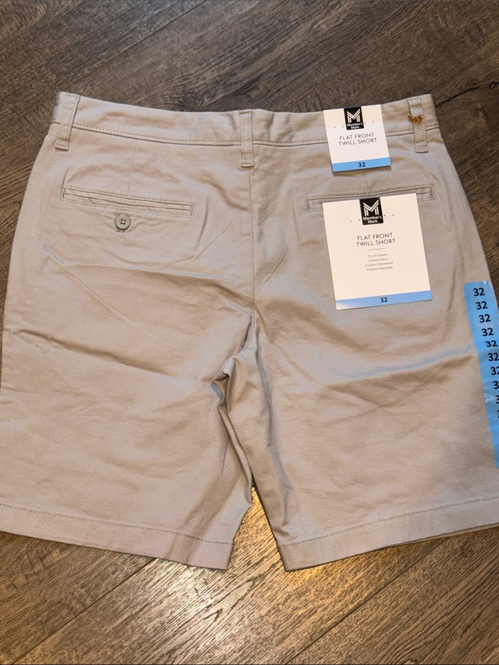 Members Mark Flat Front Twill Shorts Size 32 New With Tags - Picture 3 of 4